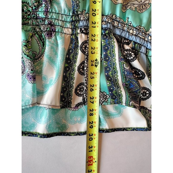 Chicos Top Womens 2 Large Kimono Multi Mixed Print Paisley Blouse 3/4 Sleeve - Picture 7 of 8